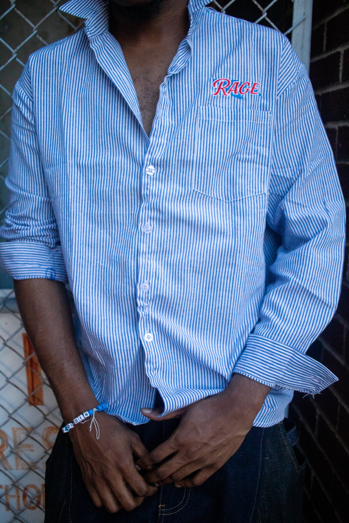 stripe button up